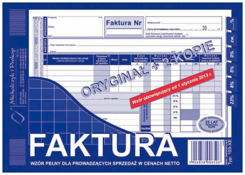 Przejdź do produktu Faktura Netto VAT A5 1+2 A-103XE