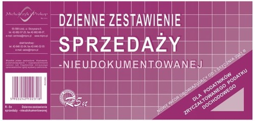Przejdź do produktu Druk Dzienne zestawienie sprzedaży nieudokumentowanej 1/3 A4, MiP