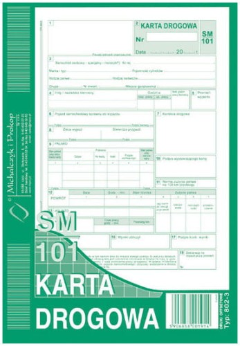 Przejdź do produktu Karta drogowa numerowana SM 101