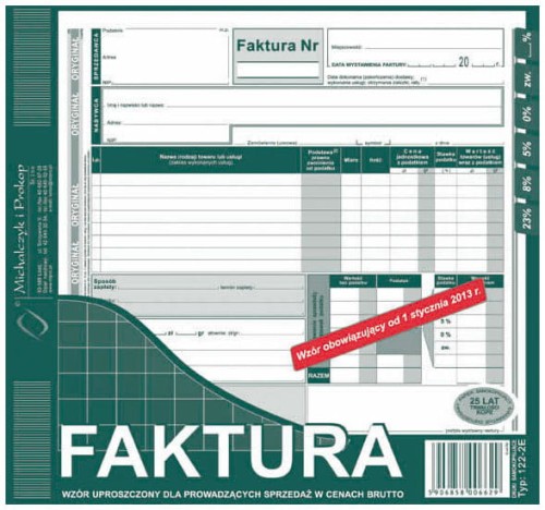Przejdź do produktu Faktura 2/3 A4 brutto