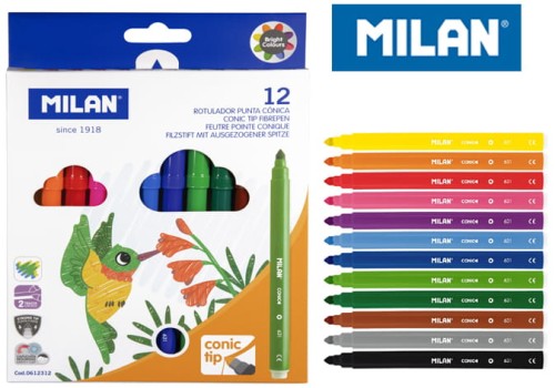 Przejdź do produktu Flamastry 12-kol. stożkowa końcówka, Milan