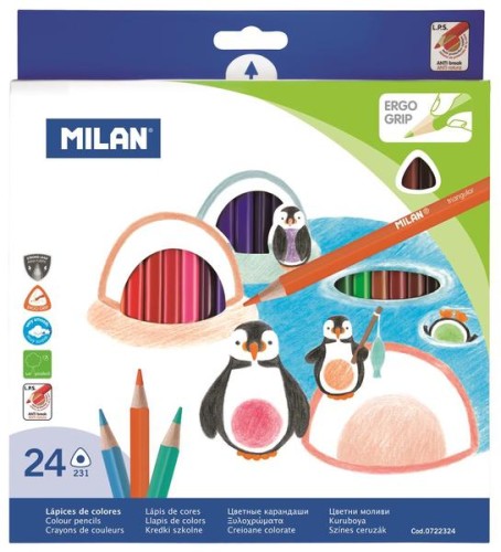Przejdź do produktu Kredki trójkątne 24-kol. pudełko kartonowe, Milan