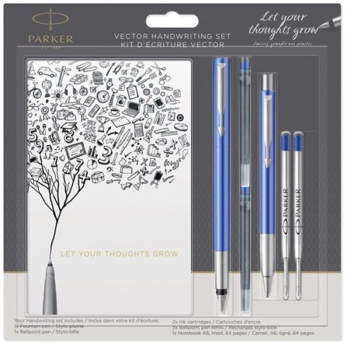 Przejdź do produktu Komplet Vector pióro i długopis mix + 2naboje+2wkłady+notes, Parker