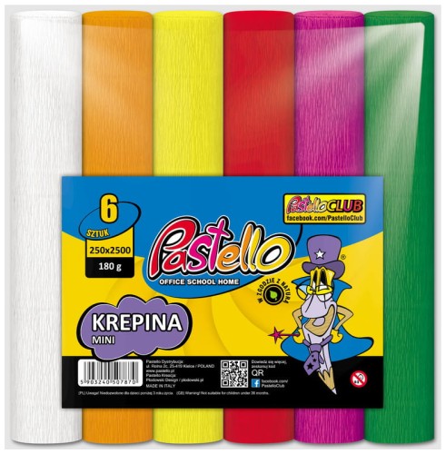 Przejdź do produktu Krepina mini 6-kol. classic 180g, 20 cm x 250 cm, Pastello
