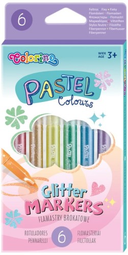 Przejdź do produktu Flamastry 6 kolorów brokatowe pastel Colorino Kids