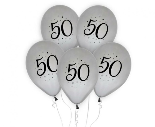Przejdź do produktu Balony 50 srebrne, 12"" op. 5 szt., GoDan