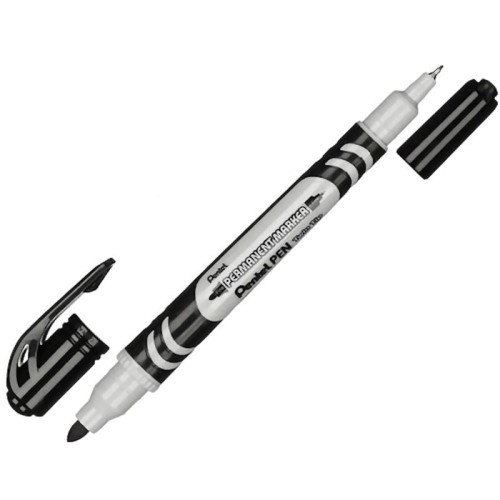 Przejdź do produktu Marker dwustronny permanentny do CD/DVD czar. N75W-AE, Pentel