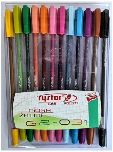Przejdź do produktu Długopisy żelowe GZ-031kpl. 12 szt. fluo i brokat., Rystor