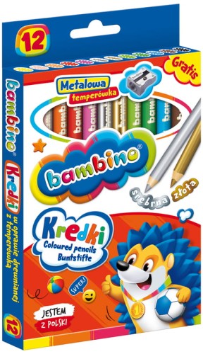 Przejdź do produktu Kredki 12kol Bambino drewno+temp p8  MAJEWSKI