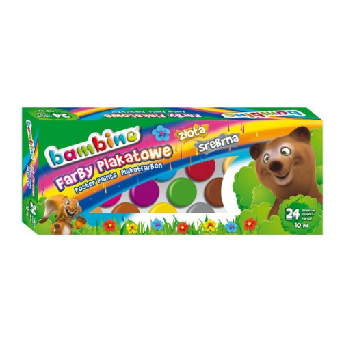 Przejdź do produktu Farby plakatowe 24kol 10ml Bambino MAJEWSKI mix p5