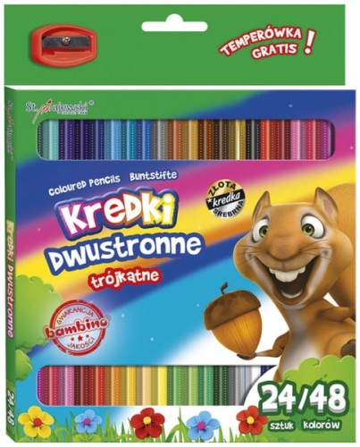 Przejdź do produktu Kredki dwustronne 24/48kol. trójkątne 18cm + tempe