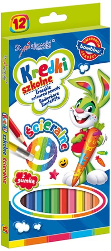 Przejdź do produktu Kredki 12 kolorów ścieralne Bambino standard mix p