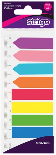 Przejdź do produktu Zakładki indeksujące 45x12 z linijką 200 kartek (neonowe), Strigo