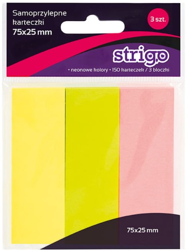 Przejdź do produktu KARTECZKI SAMOPRZYLEPNE 75X25MM 150 KARTEK NEONOWE