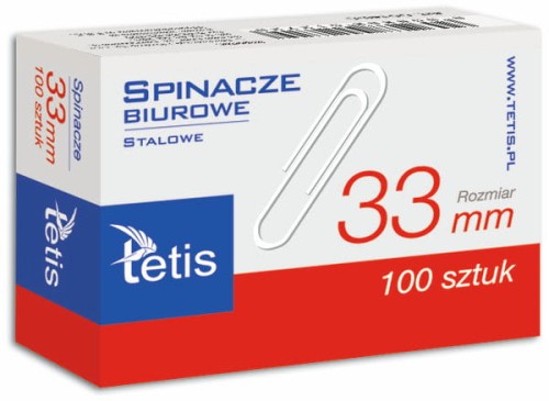 Przejdź do produktu Spinacze 33 mm 100 szt., Tetis