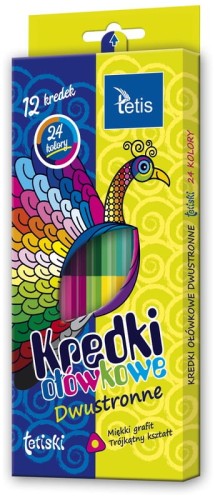 Przejdź do produktu Kredki Tetiski trójkątne dwust. 12szt 24 kol. TETI