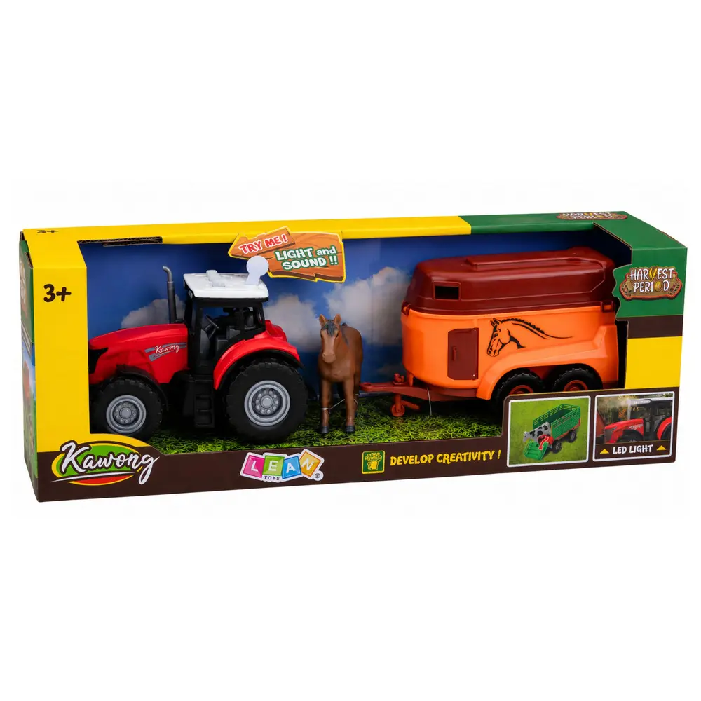 29802 Traktor z Przyczepą Do Transportu Konia Figurka Światła Dźwięki 3 el6.webp