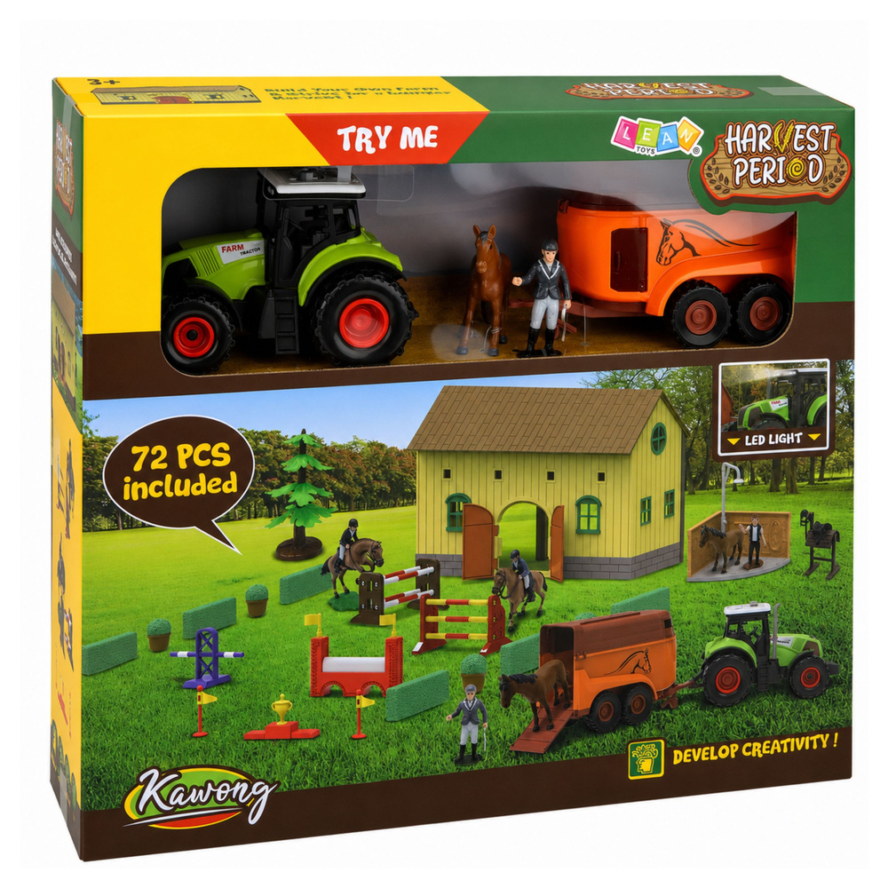 29807 Zestaw Farma Stadnina Traktor Tor Przeszkód Skocznie Konie Figurki 72 el. - LEAN Toys 2.jpg